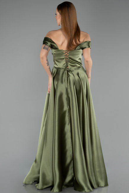 Abendkleid Lang Satin Khaki ABU5530