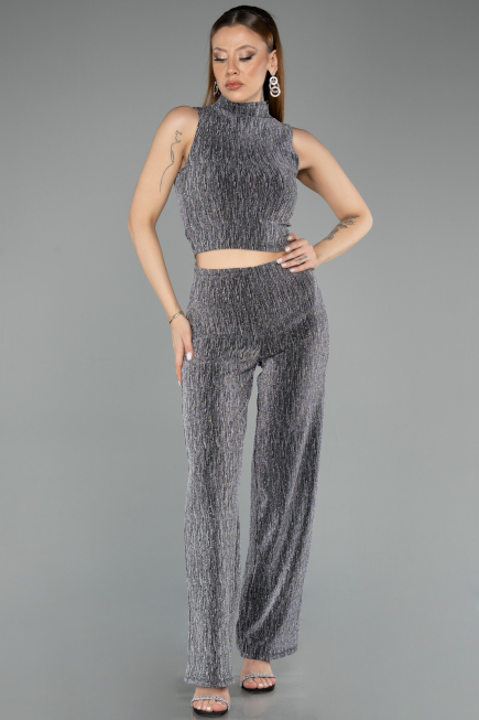 Partykleid Lang Schwarz-Silber ABU5533
