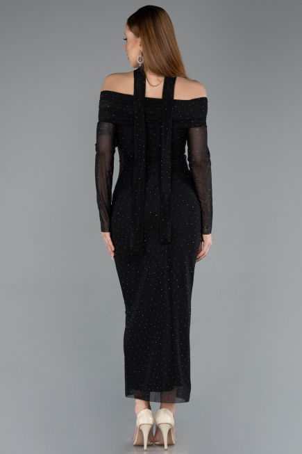 Partykleid Midi Steinbesetzt Schwarz ABK2491