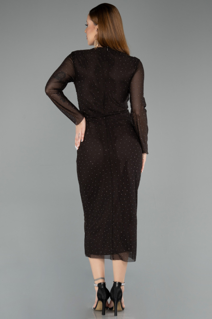 Partykleid Midi Steinbesetzt Braun ABK2492