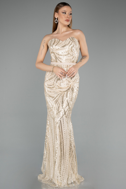Abendkleid Lang Beige ABU5537
