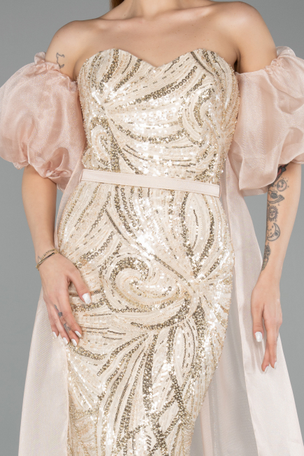 Abendkleid Lang Beige ABU5537