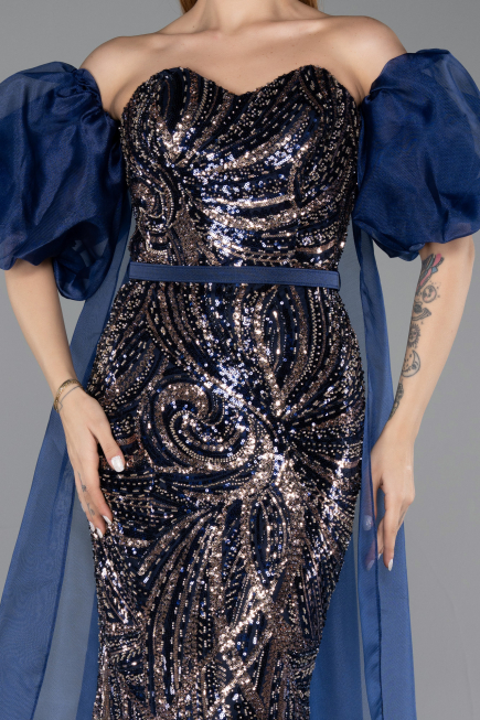 Abendkleid Lang Marineblau ABU5537