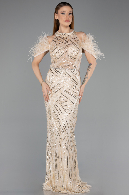 Abendkleid Lang Beige ABU5538