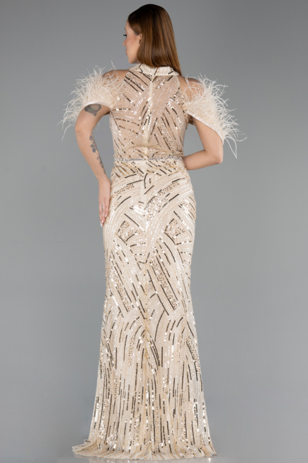 Abendkleid Lang Beige ABU5538