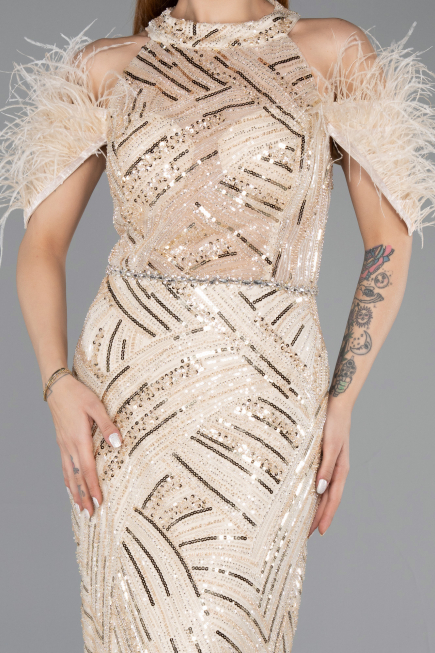 Abendkleid Lang Beige ABU5538