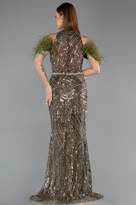 Abendkleid Lang Khaki ABU5538