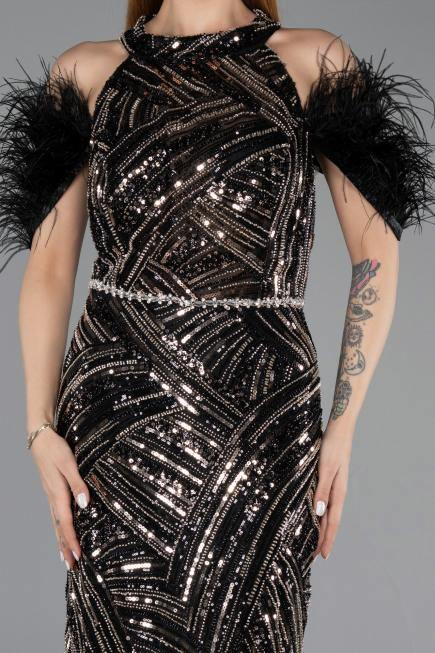 Abendkleid Lang Schwarz ABU5538