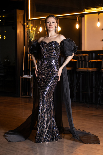 Abendkleid Lang Schwarz ABU5537