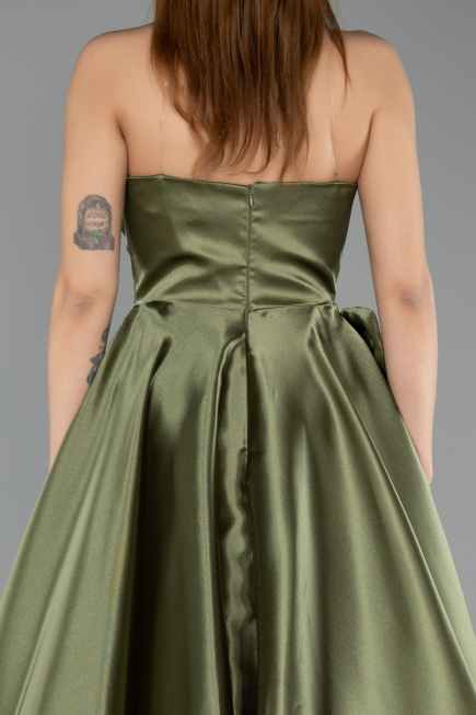 Abendkleid Lang Satin Khaki ABU5541