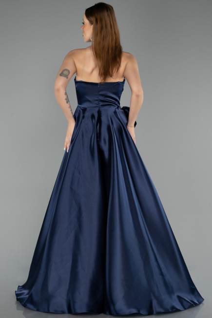 Abendkleid Lang Satin Marineblau ABU5541