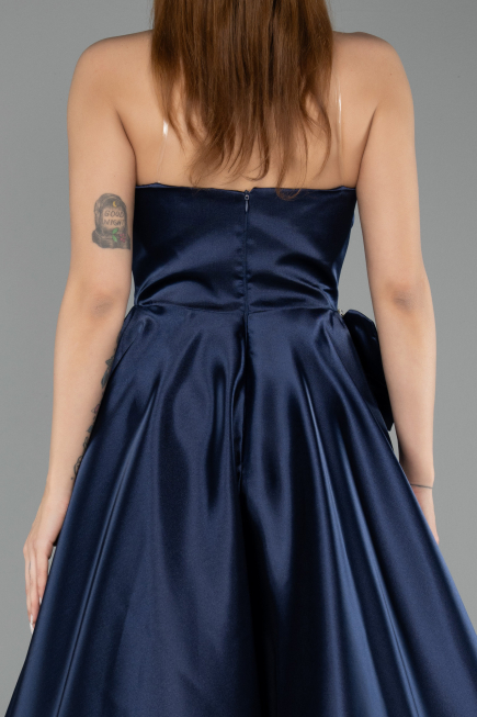 Abendkleid Lang Satin Marineblau ABU5541