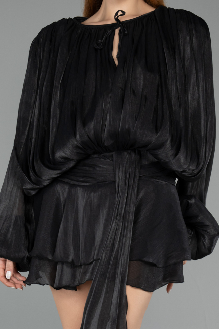 Abendkleid Mini Chiffon Schwarz ABK2499