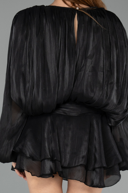 Abendkleid Mini Chiffon Schwarz ABK2499