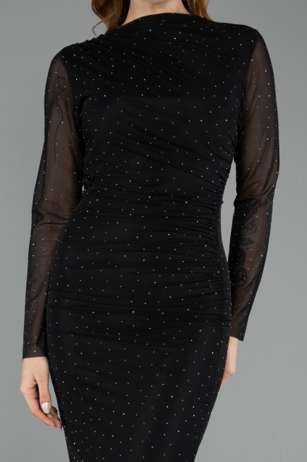 Partykleid Midi Steinbesetzt Schwarz ABK2492
