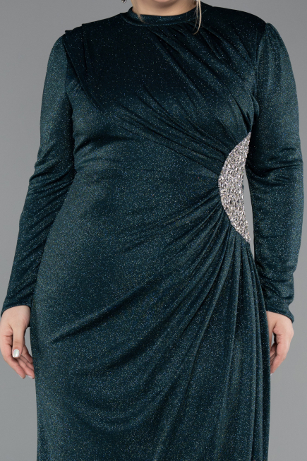 Hijab-Kleid İn Übergröße Lang Smaragdgrün ABU5502
