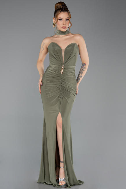Abendkleid Lang Khaki ABU5561