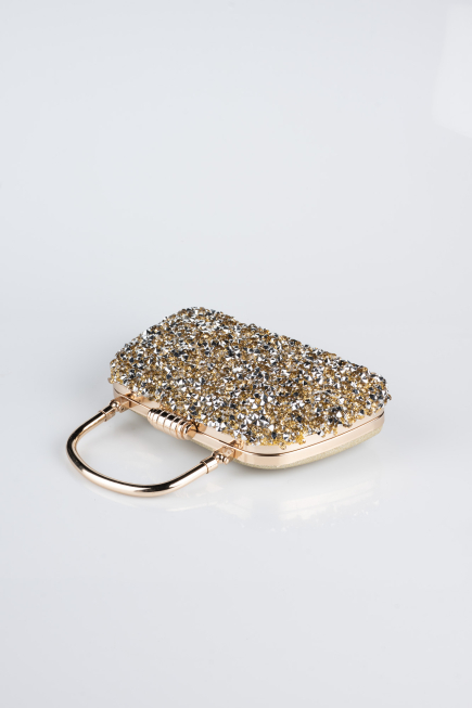 Abendtasche Steinbesetzt Gold SH839