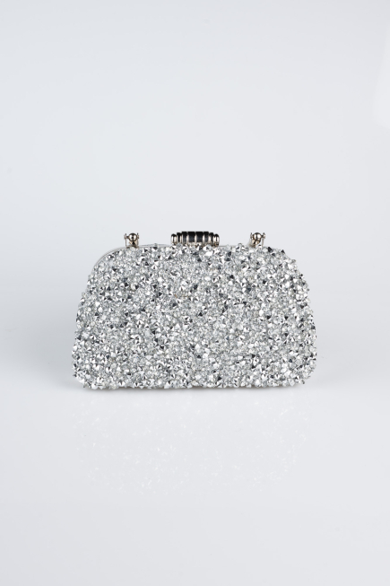 Abendtasche Steinbesetzt Silber SH839