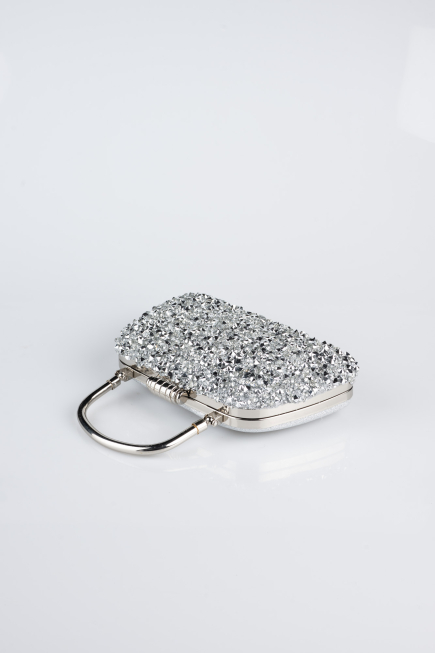 Abendtasche Steinbesetzt Silber SH839