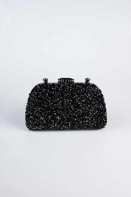 Abendtasche Steinbesetzt Schwarz SH839