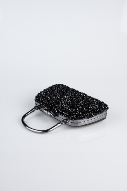 Abendtasche Steinbesetzt Schwarz SH839