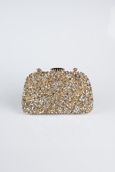 Abendtaschen Steinbesetzt Gold SH839