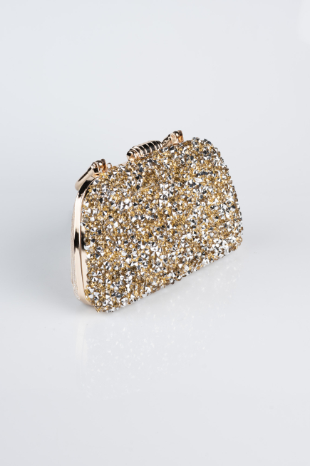 Abendtaschen Steinbesetzt Gold SH839
