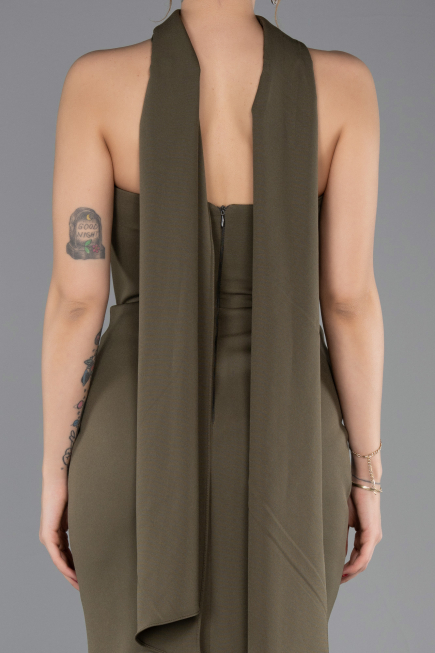 Abendkleid im Meerjungfrau-Stil Lang Khaki ABU5566