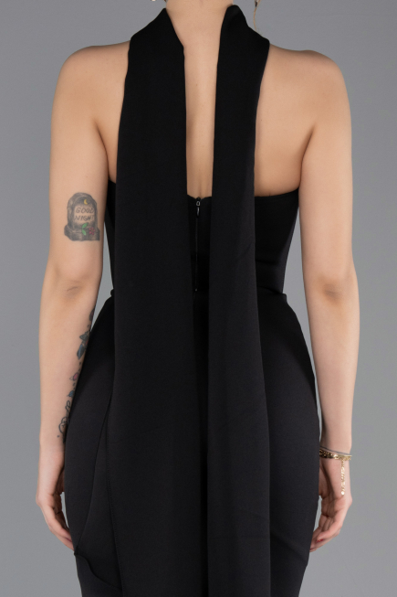 Abendkleid im Meerjungfrau-Stil Lang Schwarz ABU5566