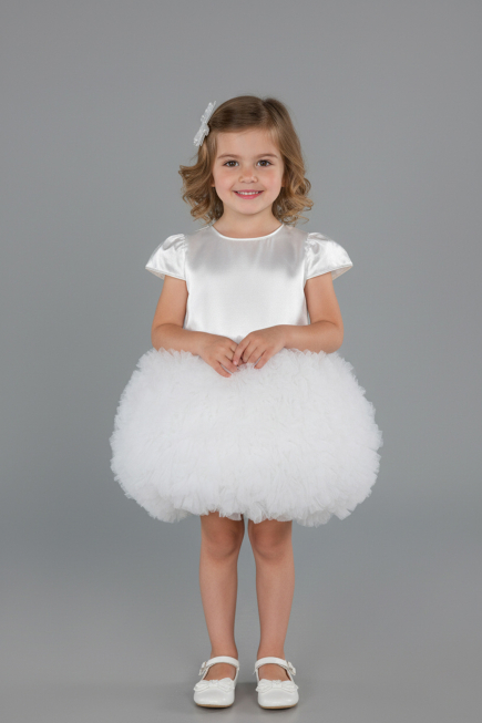 Abendkleid für Kinder Kurz Weiß ABK2502