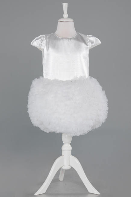 Abendkleid für Kinder Kurz Weiß ABK2502