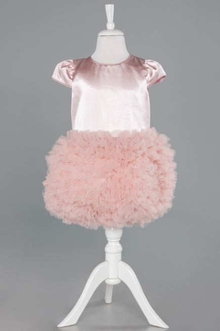 Abendkleid für Kinder Kurz Puder ABK2502