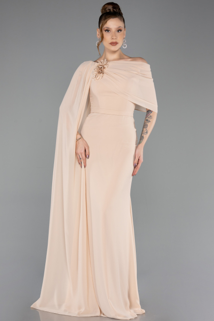 Standesamtkleid Lang Chiffon Beige ABU5418