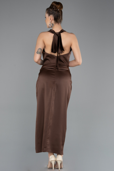 Partykleid Midi Satin Braun ABK2506