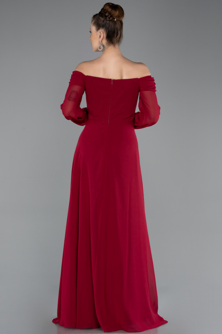 Abendkleid Lang Chiffon Weinrot ABU5591