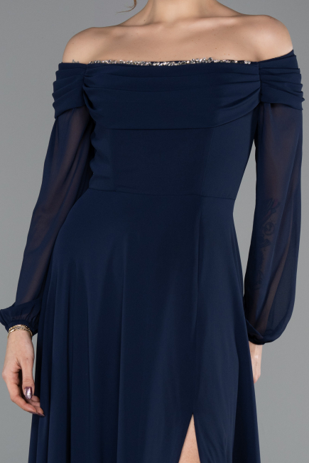 Abendkleid Lang Chiffon Marineblau ABU5591