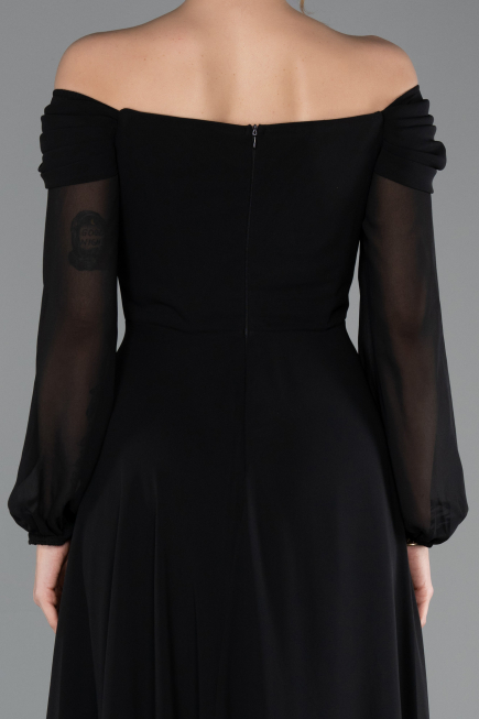 Abendkleid Lang Chiffon Schwarz ABU5591