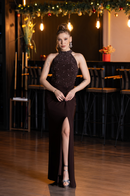 Abendkleid Lang Braun ABU5593