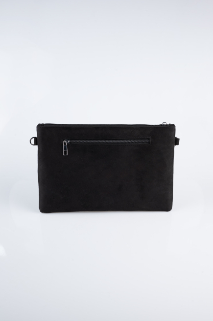 Portfolio-Handtasche Wildleder Schwarz-Silber KC414