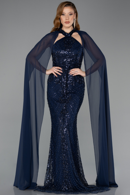 Abendkleid Lang Marineblau ABU5595