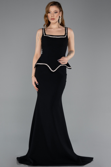 Abendkleid im Meerjungfrau-Stil Lang Schwarz ABU5597