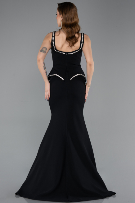 Abendkleid im Meerjungfrau-Stil Lang Schwarz ABU5597