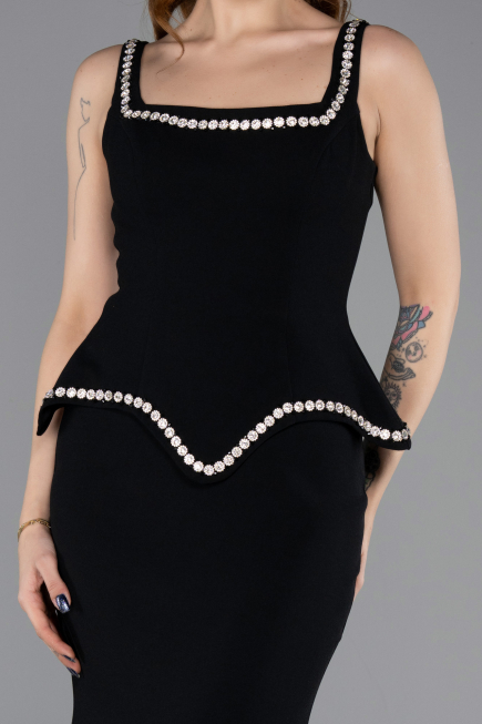 Abendkleid im Meerjungfrau-Stil Lang Schwarz ABU5597