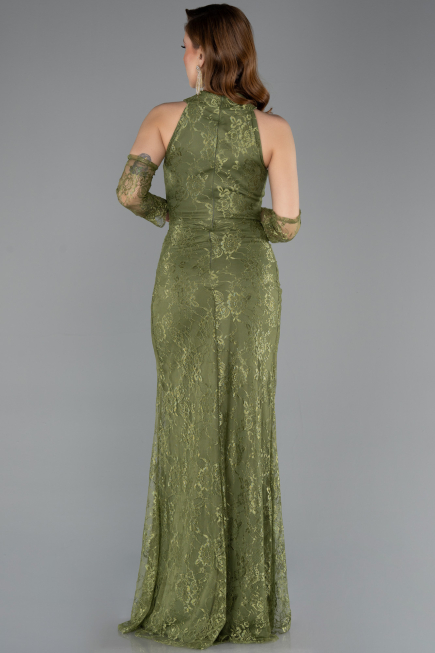 Abendkleid im Meerjungfrau-Stil Lang Spitze Khaki ABU5598