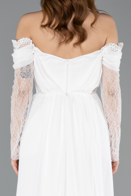 Standesamtkleid Lang Chiffon Weiß ABU5602