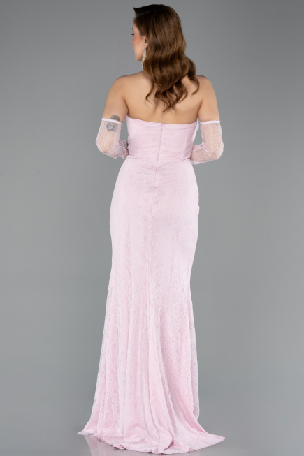 Standesamtkleid Lang Spitze Puder ABU5603