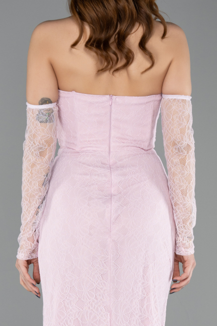Standesamtkleid Lang Spitze Puder ABU5603