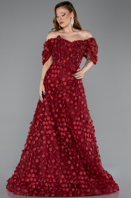 Abendkleid Lang Weinrot ABU5611