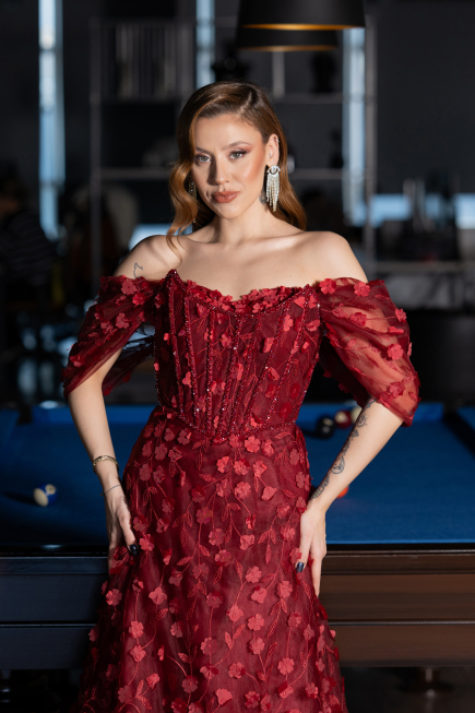 Abendkleid Lang Weinrot ABU5611